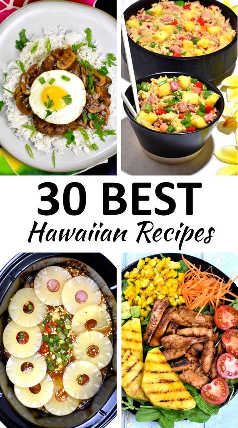 Hawaiian Dinner Recipes, Hawaiian Food Recipes, Hawaiian Side Dishes, Polynesian Recipes, Hawaiian Party Food, Hawaiian Dinner, Hawaiian Pork, Hawaiian Macaroni Salad, Luau Food