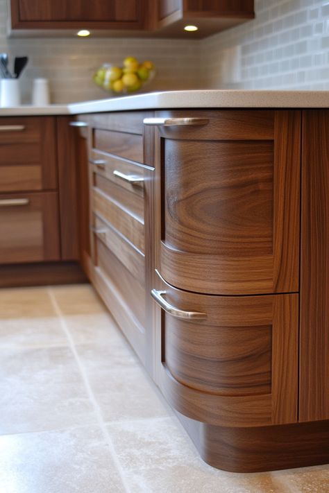 warm-neutral-kitchen Wood Cabinets Wood Floors, Kitchen Warm Tones, Warm Toned Kitchen, Warm Neutral Kitchen, Neutral Kitchen Designs, Kitchen Planning, Walnut Kitchen, Neutral Kitchen, Blue Kitchen