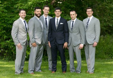 Groomsmen Ties Mismatched, Mismatched Wedding Party, Mismatched Bridal Party, Mismatched Groomsmen, Mismatched Wedding, Gray Groomsmen Suits, Groomsmen Grey, Life Goals Future, Groomsmen Ties