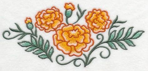 Marigolds Tattoo, Spray Tattoo, Marigold Design, Fantasy Embroidery, Marigold Tattoo, Avatar Tattoo, Marigold Flower, Embroidery Transfers, Identity Art