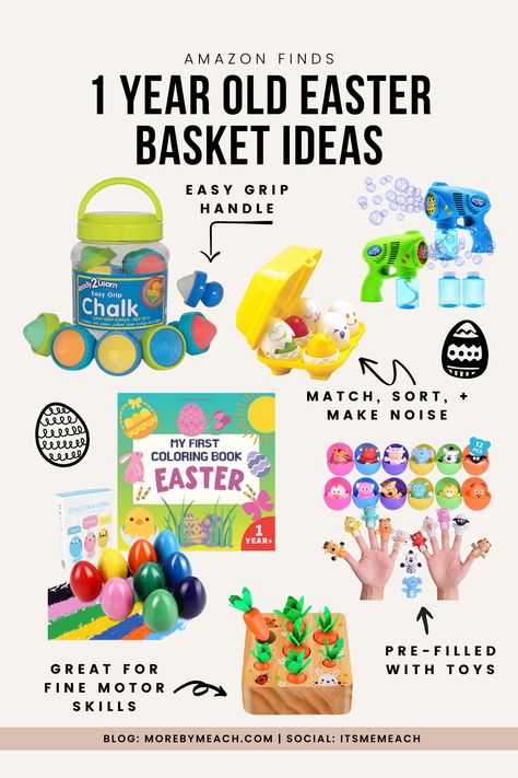 20 Useful and Fun 1 Year Old Easter Basket Ideas on Amazon (2024) Easter Basket For 1 Year, Easter For 1 Year, Easter Basket 1 Year, One Year Old Easter Basket, Easter One Year Old, One Year Old Easter Basket Ideas, Easter Basket For One Year Old, Easter For One Year Old, Baby Easter Basket Ideas