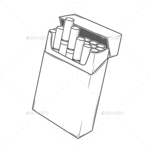 Cigeratte Box Drawing, Ciggerette Sketch, Cigeratte Tattoo Design, Ciggaretes Drawings, How To Draw Ciggarates, Pack Of Ciggerate, How To Draw A Lighter Step By Step, Ciggerette Drawings, Cigerattes Aesthetic Drawings