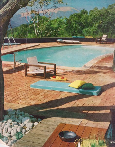 Explore barbiescanner's photos on Flickr. barbiescanner has uploaded 6197 photos to Flickr. Mid Century Pool, 50s House, Event Poster Design, Resort Pools, Retro Interior, Apartment Life, Beautiful Pools, Vintage Things, House Garden