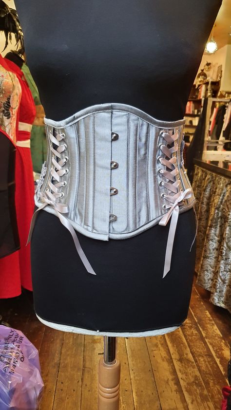 Silver grey silk waspie Half Corset, Grey Corset, Raven Queen, Deja Vu, Gray Silk, Silver Lights, Corsets, Silver Pearls, All White