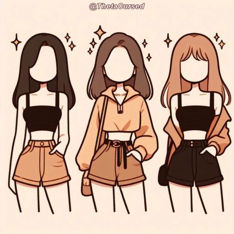 Cute Drawings Of Outfits, Cute Outfit Drawings Easy, Cute Clothes Drawing Kawaii, Drawing Inspo Outfits, Comfy Outfit Drawing, Character Art Clothes, Anime Clothes Sketch, Cute Outfit Designs Drawing, Clothes For Women Drawing