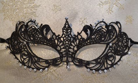 Black Lace & Diamantes Masquerade Mask Black Satin Ties -Weddings, New Year, Valentine Gift, Masked Balls, Proms, Christmas Party Halloween by SpecialEventsDecorUK on Etsy Masquerade Mask Black, Black Masquerade, Black Masquerade Mask, Lace Masquerade Masks, Mask Ball, Masquerade Outfit, Masquerade Halloween, Black Gold Wedding, Felt Mask