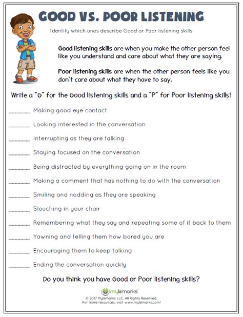 Good Listening Skills Worksheets Listening Skills Worksheets, Good Listening Skills, Counseling Worksheets, Social Skills Groups, Social Skills Activities, Teaching Social Skills, School Social Work, Dating Divas, Counseling Activities