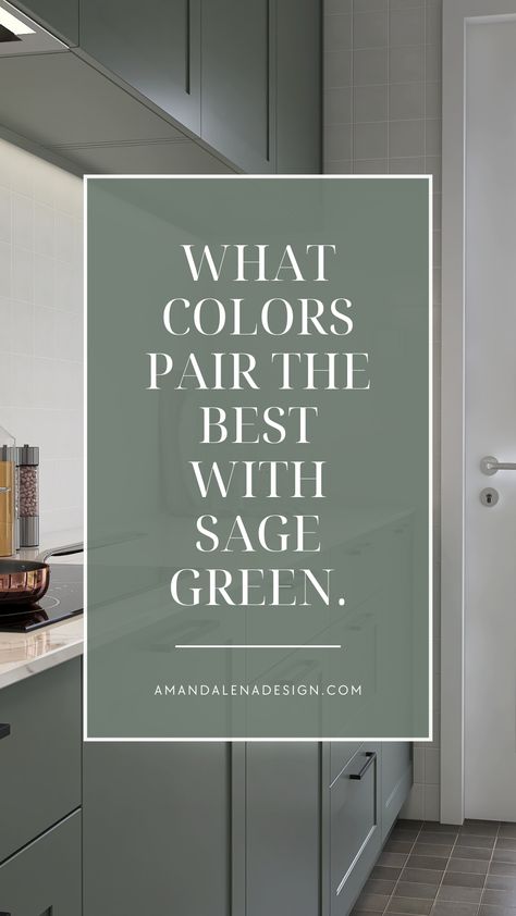 Want to learn the best colors to pair with sage green? Our latest blog post shares what colors pair well with sage green. Whether you have sage green walls, sage green cabinets, or sage green decor. Bring your room to life by knowing what colors work the best. Sage Green Half Painted Wall, What Color Compliments Sage Green, Kitchen Paint Colors With Green Cabinets, Dining Room Decor Sage Green, Green And Beige Kitchen Ideas, Green Cabinets Wall Color, Sage Green And Taupe Kitchen, Sage Green Kitchen Walls Brown Cabinets, Sage Green Decor Kitchen