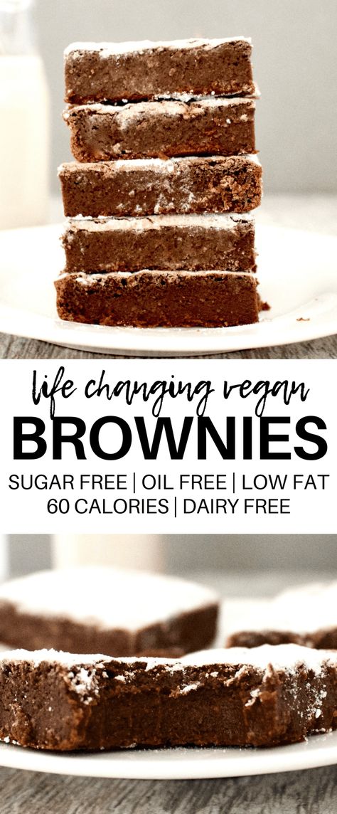 Vegan Fudge Brownies (Low-Calorie + Gluten-Free + Sugar-Free) Vegan Fudge Brownies, Low Cal Dessert, Low Calorie Vegan, Vegan Fudge, Sugar Free Vegan, Vegan Brownie, Vegan Mac And Cheese, Low Calorie Desserts, Gluten Free Sugar Free