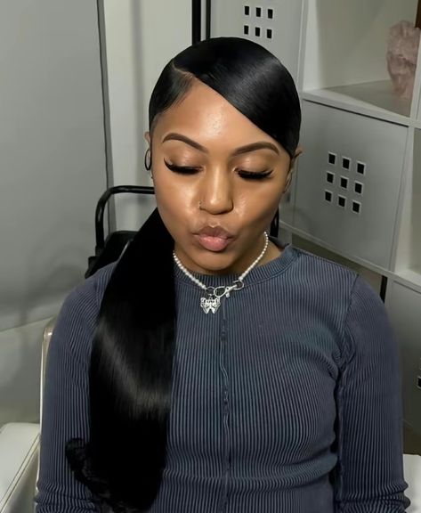 Low Ponytail With Swoop, Ponytail Swoop, Ponytail With Swoop, Hairstyles Slick, Low Pony Hairstyles, Sleek Braided Ponytail, Low Ponytail Hairstyles, Barbie Ponytail, Slick Ponytail