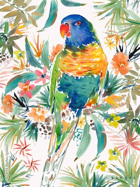 Rainbow Lorikeet Drawing, Barbarian Art, Natural Illustration, Rainbow Lorikeet, Gum Leaves, Australian Flowers, Australian Birds, Bird Artwork, Tropical Art