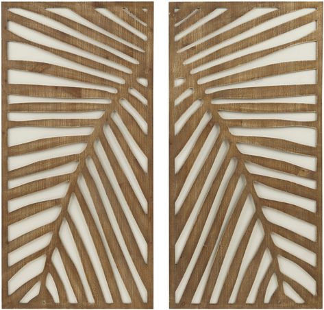 Wood Panel Wall Decor, Carved Wall Decor, Wood Panel Wall, Panel Wall Decor, Brown Wall Decor, Palm Pattern, Palm Leaf Design, Palm Wood, American Signature Furniture