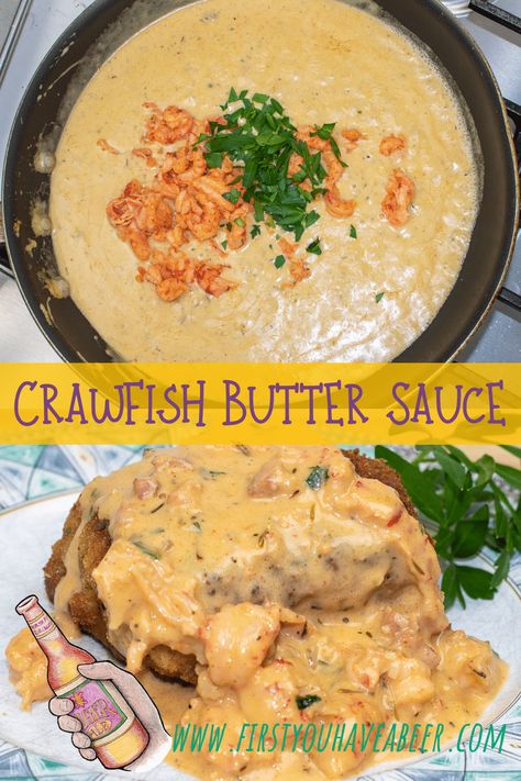 Steak With Crawfish Sauce, Crawfish Sauce For Steak, Boudin King Cake With Crawfish Sauce, Crawfish Cream Sauce For Fish, Creole Crawfish Gravy, Ponchatrain Sauce Recipe, Crablegs Butter Sauce, Creamy Creole Sauce, Cajun Gravy Fries