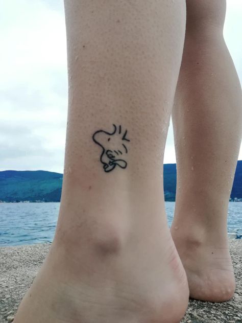 Small Woodstock Tattoo, Woodstock Tattoo Ideas, Snoopy And Woodstock Tattoo Small, Snoopy And Woodstock Matching Tattoos, Woodstock Peanuts Tattoo, Popular Tattoos 2023, Peanuts Tattoo Ideas, Snoopy Woodstock Tattoo, Baby Snoopy Tattoo