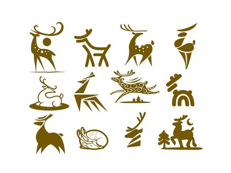 Deer by Andrey Kopyrin on Dribbble Deer Icon, Reindeer Run, Heron Art, Deer Illustration, Logo Shapes, Deer Silhouette, Deer Design, Wood Carving Art, Animal Logo