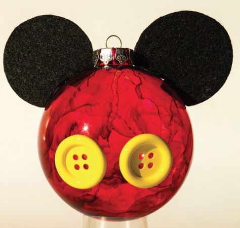 Give Your Christmas Tree an Extra Dose of Magic With These DIY Disney Ornaments! - AllEars.Net Diy Disney Christmas Ornaments, Disney Ornaments Diy Cricut, Disney Themed Christmas Trees Ornaments, Painted Christmas Ornaments Disney, Disney Xmas Tree Mickey Mouse, Mickey Centerpiece, Disney Christmas Diy, Disney Ornaments Diy, Mickeychristmqs Tree