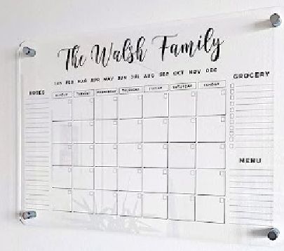 FAMILY NAME CALENDAR Personalized Acrylic Wall Calendar Weekly Wall Calendar, Family Planner Wall, Acrylic Wall Calendar, Dry Erase Wall Calendar, Dry Erase Wall, Family Command Center, Dry Erase Boards, Calendar Monthly, Dry Erase Calendar