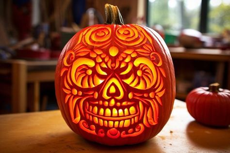 Pumpkin Day Of The Dead, Cookie Monster Pumpkin, Day Of The Dead Pumpkin, Alien Pumpkin, Pumpkin Day, Elegant Pumpkins, Skeleton Pumpkin, Pumpkin Carving Templates, Pumpkin Ideas