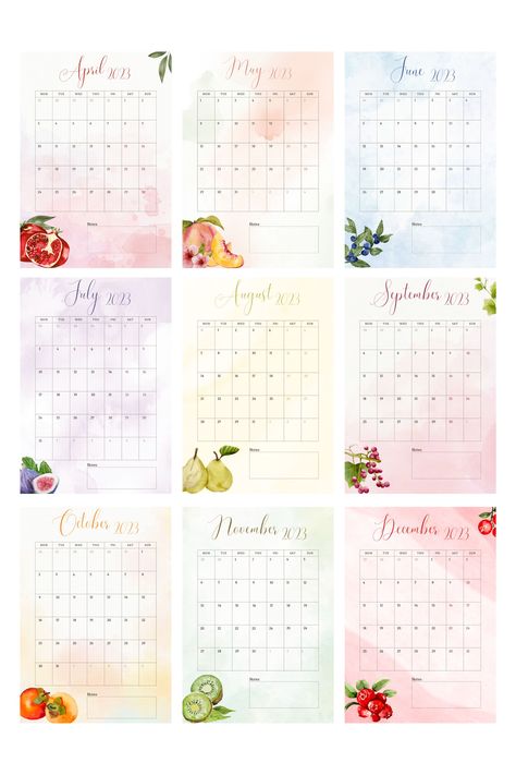 Wall calendar design; unique calendar; fruit calendar design; calendar 2023 design; calendar decor; Aesthetic Monthly Calendar, Fruit Calendar, Monthly Calendar Design, Pretty Calendar, Calendar Illustration, Wall Calender, Wall Calendar Design, Quotes Background, Design Calendar