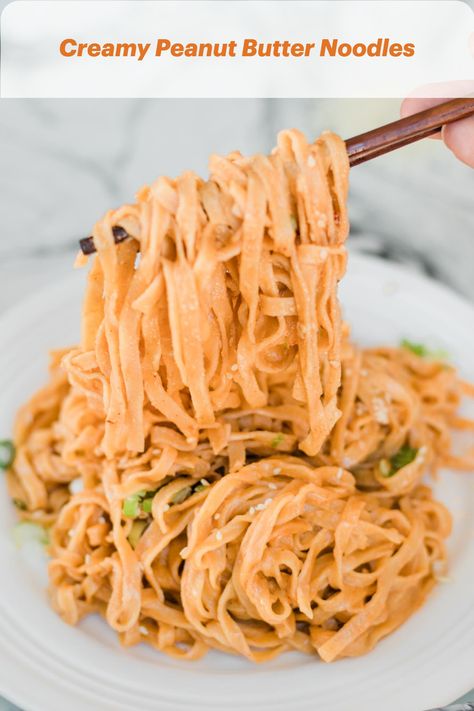 Easy Asian Peanut Butter Noodles Chinese Peanut Butter Noodles, Creamy Peanut Noodles, Recipes With Hoisin Sauce, Peanut Butter Pasta, Peanut Butter Noodles, Butter Sauce For Pasta, Coco Puffs, Bariatric Meals, Butter Noodles