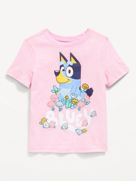 Bluey™ Unisex Graphic T-Shirt for Toddler | Old Navy Playful Soft-washed Short Sleeve T-shirt, Playful Relaxed Fit T-shirt With Character Print, Toddler Christmas Pajamas, Bingo Funny, Old Navy Toddler Girl, Character Logo, Easter Stuff, Kid Clothes