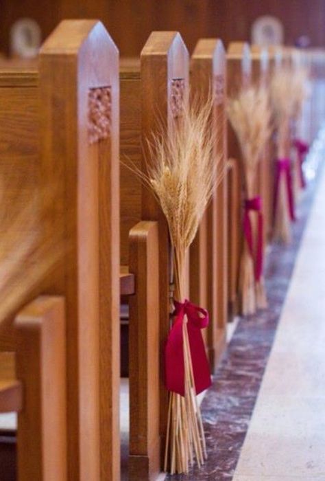 Wheat to line the aisle for a lovely fall wedding Wedding Ceremony Flowers, Ceremony Flowers, Taper Candle, Fall Wedding, Beautiful Weddings, Wheat, Wedding Ceremony, Wedding Decorations, Floral Design