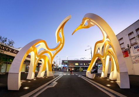 Architecture firm McBride Charles Ryan, have designed the Saigon Welcome Arch, a modern sculpture that represents the Vietnamese settlement in Footscray, a suburb of Melbourne, Australia. Welcome Arch Entrance Design, Entrance Arch Design, Street Installation, Arch Architecture, Bamboo Architecture, Entrance Gates Design, Main Gate Design, Arch Design, Entrance Design