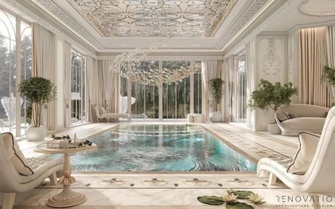 بيوت ملكية, Luxury Mansions Interior, Indoor Swimming Pool, Mansion Interior, Indoor Swimming, Dream House Rooms, Mansions Luxury, Luxury Homes Interior, Luxury Homes Dream Houses