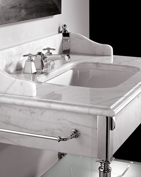 Elegant consoles for timeless bathrooms | Devon&Devon Belfast Sink Bathroom, Bathroom Console, Devon Devon, Timeless Bathroom, Bathtub Decor, Console Sink, Console Sinks, Modern Console, Sink Design