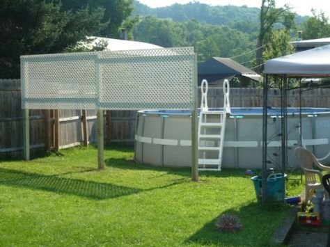 Privacy Screen For Backyard Pool - Project Showcase - DIY Chatroom ... Privacy Screen Outdoor Diy, Pool Privacy, Outdoor Privacy Panels, Fence Around Pool, Pool Screen Enclosure, Backyard Privacy Screen, Screened Pool, Diy Privacy Screen, Outdoor Panels