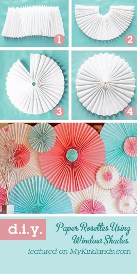 Backyard Party Decorations, Paper Blog, Paper Rosettes, Easy Diy Decor, Dekor Diy, Flowers Paper, Cheap Crafts, Make Paper, Window Decoration