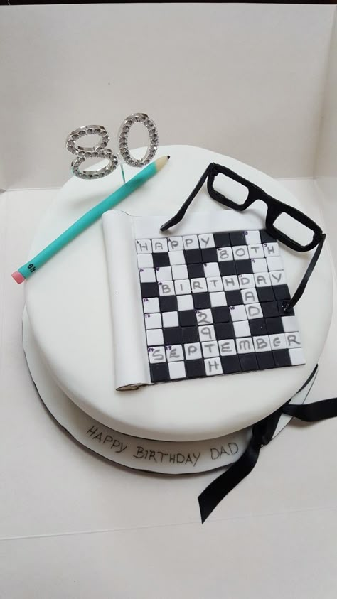 80 Th Birthday Cake For Men, 80th Birthday Cake For Grandfather, 77th Birthday Cake, 80th Bday Cake, 70th Birthday Cake For Dad, Crossword Cake, 80th Birthday Cake For Men, Grandpa Birthday Cake, Birthday Cake For Papa