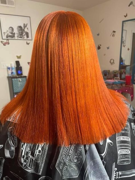 Dyed Orange Hair Natural, Orange Silk Press Natural Hair, Ginger Hair Black Women Natural Silk Press, Copper Sunset Hair Black Women, Hair Dye Orange, Sza Hair Color Ginger, High Ponytail Hairstyle, Baltimore Trip, High Ponytail Hairstyles