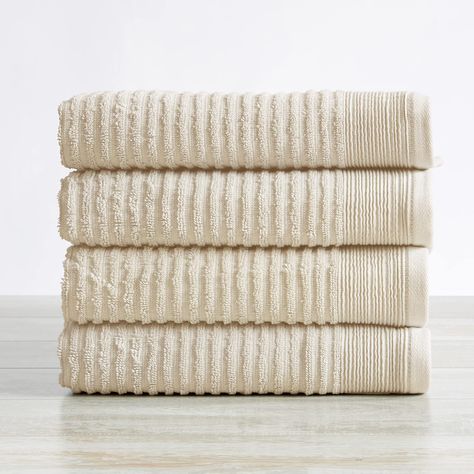 PRICES MAY VARY. Affordable Bundle: 4-pack Hand Towels (30 inch x 16 inch) QUICK-DRY, TEXTURED, AND PLUSH: Our Rori ribbed bath towels are designed to absorb more liquid than ordinary towels, and they dry quickly and completely. SUPER SOFT: These cotton bath towels feel super soft against your skin. Plus, they add an interesting ribbed texture and modern look to your bathroom. EASY CARE: Machine washable and long-lasting. Once washed, these towels fluff right back up. OEKO-TEX Standard 100 certi Cream Bathroom, Best Bath Towels, Bath Towels Luxury, Quick Dry Towel, Cotton Hand Towels, Cotton Bath Towels, Terry Towel, Bath Towel Sets, Bathroom Towels