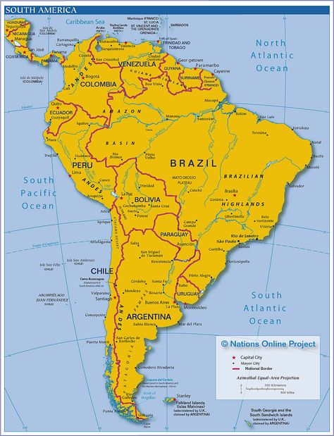 Politcal Map of South America Latin America Map, Uruguay Map, Bolivia Map, Nicaragua Managua, Costa Rica Map, Argentina Map, Map Of South America, Colombia Map, South America Map