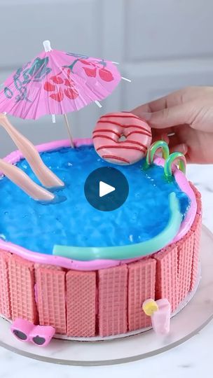 Making A Barbie Pool out of a Grocery Store Cake 💖🌴 #cakedecorating | Making A Barbie Pool out of a Grocery Store Cake 💖🌴 | By The Lily Tree BakeryFacebook Barbie Pool Cake, Pool Birthday Cakes, Donut Floaties, Grocery Store Cake, Umbrella Party, Swimming Pool Cake, Barbie Pool, Barbie Pool Party, Pool Party Cakes