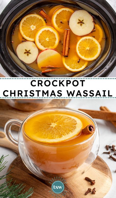 Crockpot Christmas Wassail | The Schmidty Wife Hot Wassail Recipe Crock Pot, Crockpot Wassail Recipe, Crockpot Wassail, Wassail Recipe Crockpot, Wassil Recipe, Christmas Wassail, Hot Mulled Cider, Food Slow Cooker, Crockpot Drinks