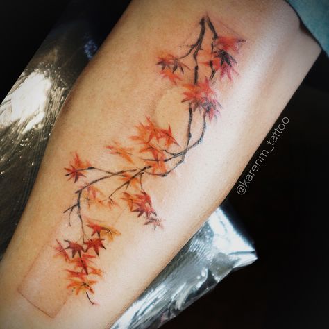 Japanese Maple Tree Tattoo, Bird Branch Tattoo, Maple Tree Tattoo, Maple Tree Tattoos, Fall Leaves Tattoo, Tree Tattoo Meaning, Tree Branch Tattoo, Branch Tattoo, Full Back Tattoos