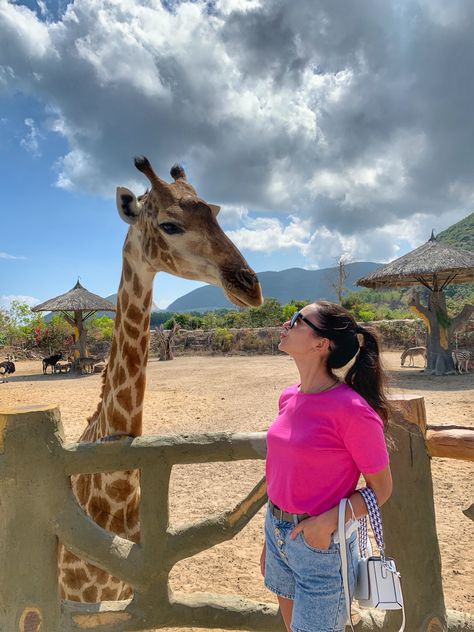 Giraffe from The Vinpearl Land❤️ in Vietnam 🇻🇳 San Diego Zoo Outfit, Zoo Aesthetic, Airport Ideas, Tennessee Aesthetic, Zoo Outfit, Zoo Photos, Ig Filters, Mood Style, Bff Birthday Gift