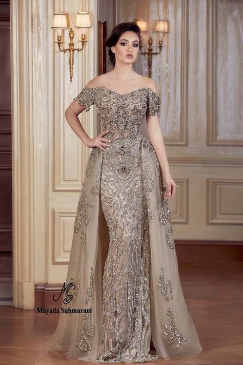 Evening Gown Plus Size, Fish Cut Gown, Beaded Work, Classy Gowns, Evening Gowns With Sleeves, Mother Of The Bride Dresses Long, 2024 Prom, Look Formal, Gown Plus Size