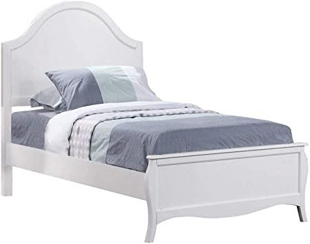 Benjara Wooden Twin Size Bed with Camelback Headboard and Flared Legs, White Twin Guest Bedroom, Curved Molding, Country Bedding, Arched Headboard, Country Vibes, Coastal Interiors Design, Youth Bedroom, Home Decor Finds