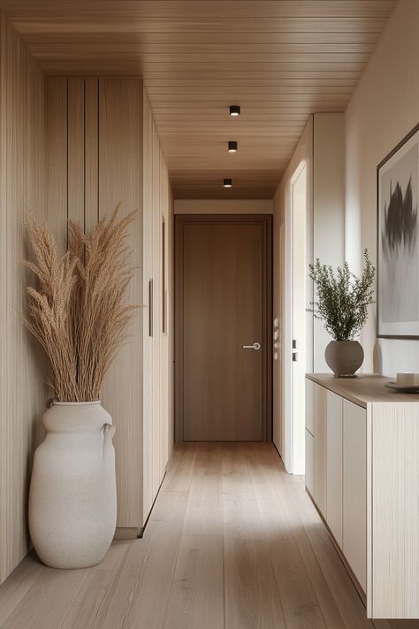 ♥ Are you looking to add some Scandinavian flair to your hallway? Step into the cozy world of hygge with this Scandinavian style decor. This Scandinavian interior design combines modern house vibes with a touch of Nordic style. Perfect for hallway decorating and creating a warm, welcoming atmosphere. 🏡✨ #scandinavianhallway #hygge #hallwaydecor #scandinaviandesign #nordicstyle #hallwayideas #hallwaylighting House Decor Scandinavian, Small Long Hallway Ideas, Scandinavian House Design Interiors, Hallway Mediterranean, Modern House Hallway, Entrance Room Design, Organic Modern Hallway, Scandinavian Home Decor Ideas, Skandinavian Houses Design