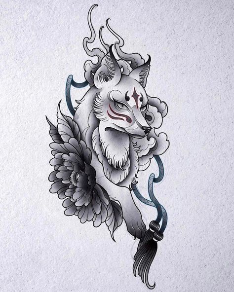 Fox Tattoo Sketch, Fox Tattoo Ideas, Tattoos Sketches, Fox Tattoo Design, Japan Tattoo Design, Wolf Tattoo Design, Fox Tattoo, Tattoo Feminina, Tattoo Art Drawings