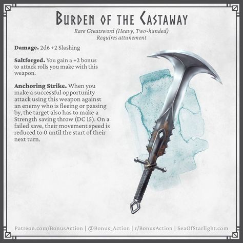 Tim on Instagram: “#Swordtember day 8: Anchor” 5e Items, Dnd Paladin, Homebrew Items, Dnd Things, Dnd Magic, Dnd Stories, Dnd Items, Dungeon Master's Guide, Dnd Classes