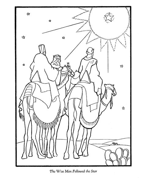 Bible Printables: The Christmas Story Coloring Pages - Three Wise Men Christmas Story Coloring Pages, Nativity Coloring Pages, Jesus Coloring Pages, The Three Wise Men, Roi Mage, The Christmas Story, Star Coloring Pages, Bible Printables, The Nativity Story