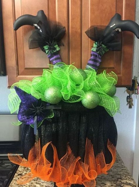 Dollar Tree Crafts, Fall Decor, DIY Ideas | Crafted this cauldron using a pumpkin wreath wire frame | Facebook Dollar Tree Pumpkin Frame Ideas, Cauldron Pumpkin Decorating, Dollar Tree Crafts Fall, Wreath Wire Frame, Cauldron Pumpkin, Decor Diy Ideas, Crafts Fall, Dollar Tree Pumpkins, Scary Pumpkin Carving