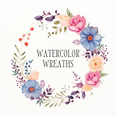 Painted Floral Wreath, Watercolor Floral Wreath, Flower Frames, Wreath Clip Art, Flower Frame Png, Frames Png, Wreath Clipart, Floral Wreath Design, Floral Wreath Watercolor