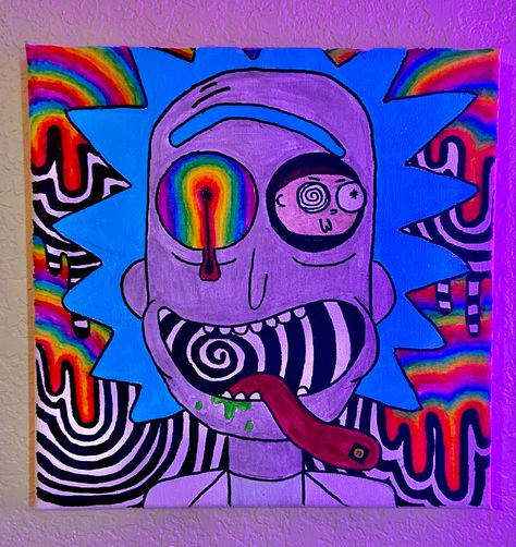 Trippy Painting Ideas Creative Easy, Trippy Painting Ideas Creative, Rick And Morty Painting, Morty Painting, Trippy Painting, Ideas Creative, Rick And Morty, Painting Ideas, Wall