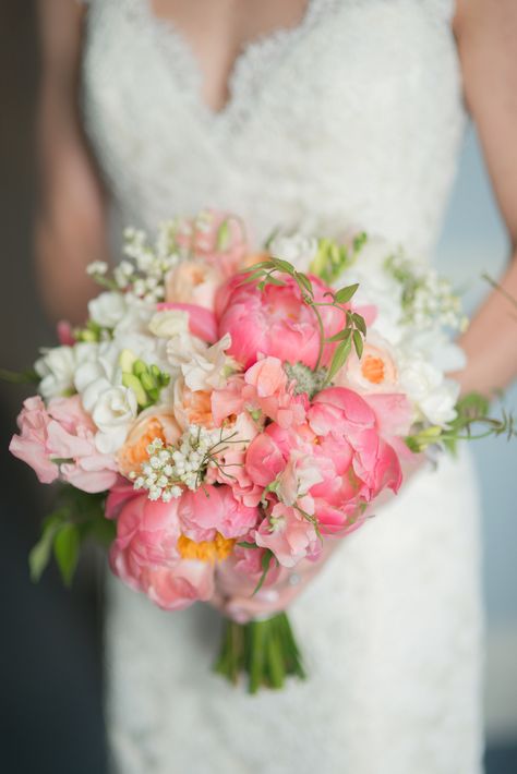 Pink Peony Wedding Flowers, July Bridal Bouquet, Bright Pink Bridal Bouquet, Wedding Bouquets Bright, Pink Orchids Bouquet, White And Pink Bouquet, Pink Bridesmaid Bouquet, Pink Peony Bouquet Wedding, Peonies Wedding Bouquet