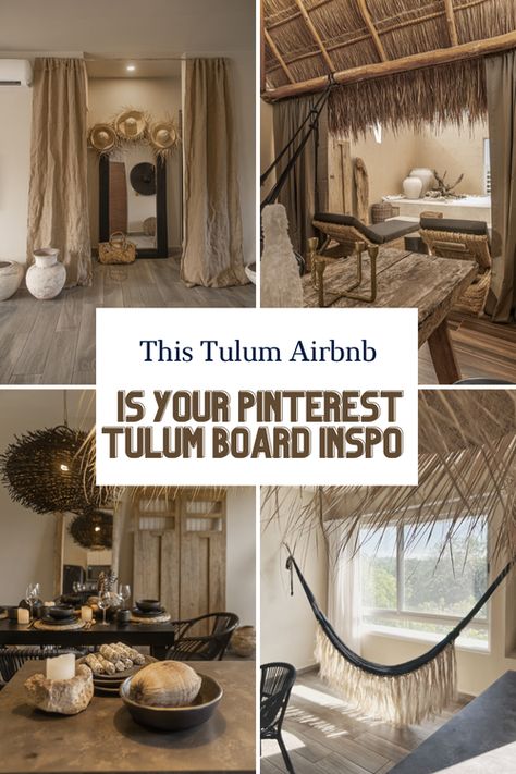 This stylish Airbnb is everything you imagine when thinking of a bohemian-style getaway in Tulum. The decor and styling of the property is unlike anything I’ve seen so far in Tulum. This is where you want to stay when visiting Tulum Mexico Beach House Decor, Tulum Outdoor Decor, Tulum Design Inspiration, Tulum Inspired Living Room, Tulum Style Decor, Tulum Home Decor, Tulum Decor Inspiration, Tulum Condo, Tulum Interior Design